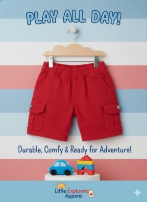 Toddler Red Cargo Shorts – Durable, Comfy & Adventure-Ready