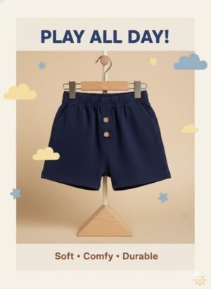Toddler Navy Play Shorts – Soft, Comfy & Play-All-Day Style