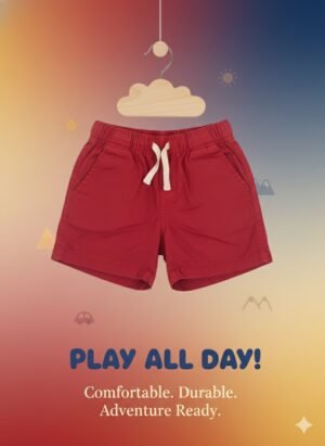 Toddler Boys Red Play Shorts – Soft, Durable & Play-All-Day Comfort