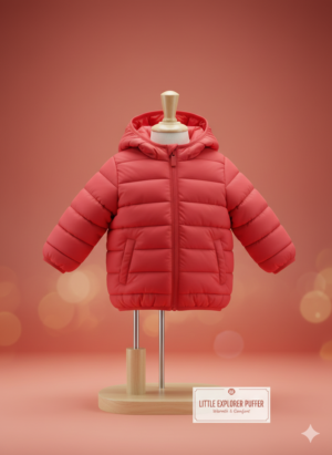 Toddler Red Winter Puffer Jacket – Lightweight, Warm & Cozy Hooded Coat