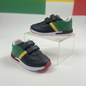 Toddler Velcro Sneakers – Green & Black Lightweight Everyday Shoes