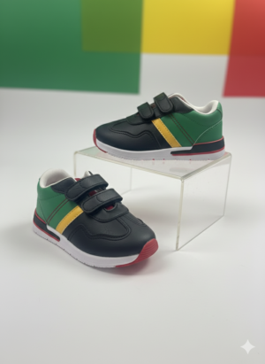 Toddler Velcro Sneakers – Green & Black Lightweight Everyday Shoes