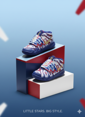 Toddler Patriotic High-Top Sneakers – Red, White & Blue Lightweight Kids Shoes