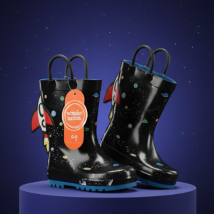 Toddler Space Print Waterproof Rain Boots – Durable All-Weather Play Boots