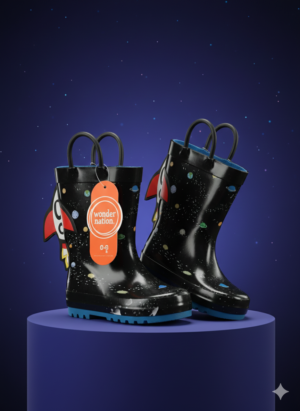 Toddler Space Print Waterproof Rain Boots – Durable All-Weather Play Boots