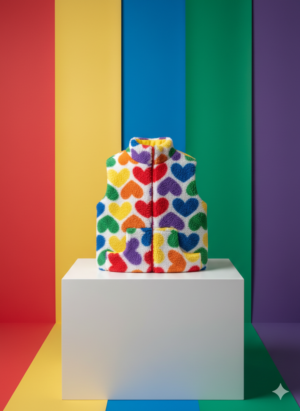 Women’s Custom-Made Heart Print Vest – Cozy, Colorful & Unique