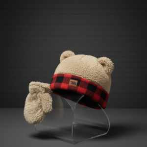 Toddler Sherpa Bear Hat & Mitten Set – Cozy Winter Warmth