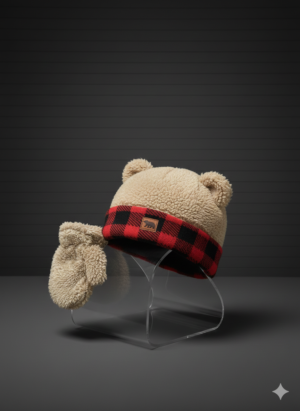 Toddler Sherpa Bear Hat & Mitten Set – Cozy Winter Warmth