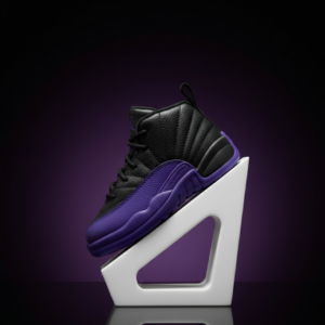 Toddler High-Top Basketball Sneakers – Black & Purple Cushion Sole