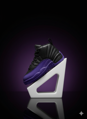 Toddler High-Top Basketball Sneakers – Black & Purple Cushion Sole