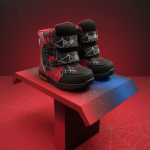 Toddler Spider Web Winter Boots – Insulated, Velcro Strap, Cold-Weather Grip