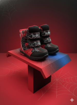 Toddler Spider Web Winter Boots – Insulated, Velcro Strap, Cold-Weather Grip