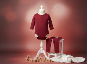 Baby Comfort Ribbed Bodysuit & Pants Set – Burgundy Red | Soft Everyday Essential