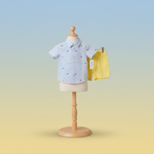 Toddler Short Sleeve Button-Up Shirt & Yellow Shorts Set