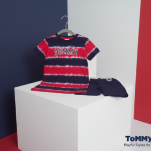 Toddler Boys Tommy-Style Stripe Tee & Shorts Set