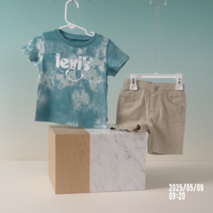 Levi’s Toddler Tie-Dye T-Shirt & Khaki Shorts Set – Casual Everyday Outfit
