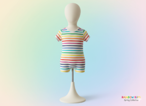 Rainbow Stripe Baby Romper – Soft Cotton One-Piece