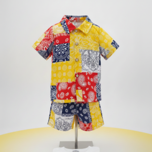 Toddler Patchwork Button-Down Shirt & Shorts Set