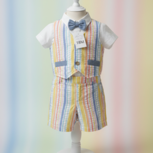 Toddler Formal Striped Vest Outfit Set