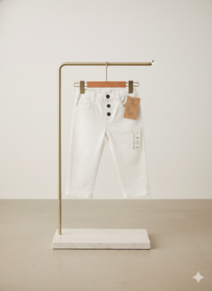 Kids Classic White Button-Front Pants
