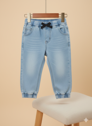 Toddler Light Wash Denim Jogger Pants