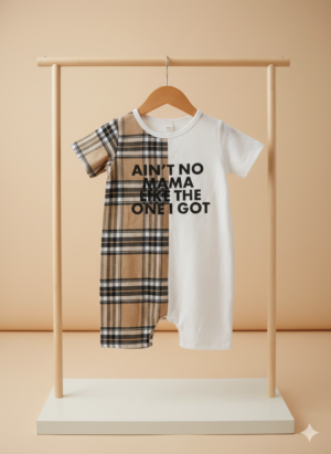 Baby “Ain’t No Mama Like the One I Got” Patchwork Romper