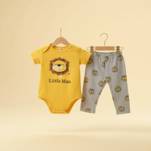 Baby “Little Man” Lion Bodysuit & Pants Set