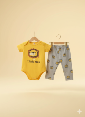 Baby “Little Man” Lion Bodysuit & Pants Set