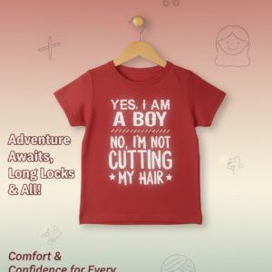 Boys Statement Tee – “Yes, I Am a Boy” Long Hair Shirt