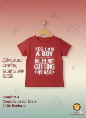 Boys Statement Tee – “Yes, I Am a Boy” Long Hair Shirt