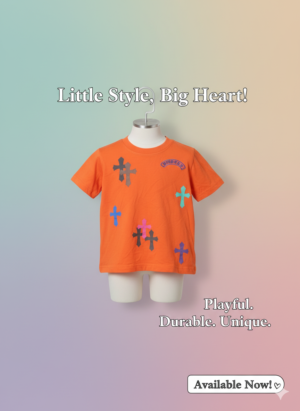 Faith-inspired design featuring colorful crosses to remind little ones they are loved, protected, and guided.