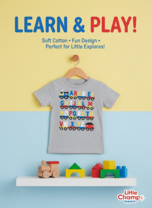 ABC Train Learning Tee – Fun Alphabet Shirt for Kids