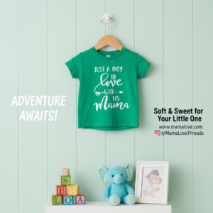 Just a Boy in Love With His Mama – Green Kids Tee