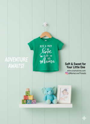 Just a Boy in Love With His Mama – Green Kids Tee