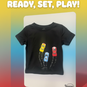 A fun and playful kids t-shirt featuring colorful race cars in motion. Designed for active little ones who love speed, playtime, and adventure. Soft, breathable fabric keeps kids comfy all day—perfect for playdates, school, or everyday wear.