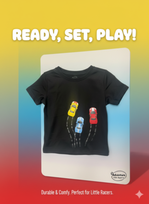 A fun and playful kids t-shirt featuring colorful race cars in motion. Designed for active little ones who love speed, playtime, and adventure. Soft, breathable fabric keeps kids comfy all day—perfect for playdates, school, or everyday wear.