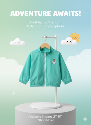Toddler Lightweight Zip-Up Jacket – Teal