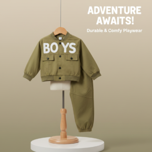 Toddler Boys Utility Jacket & Jogger Set – Olive Green
