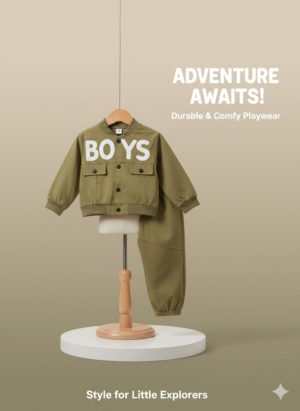 Toddler Boys Utility Jacket & Jogger Set – Olive Green