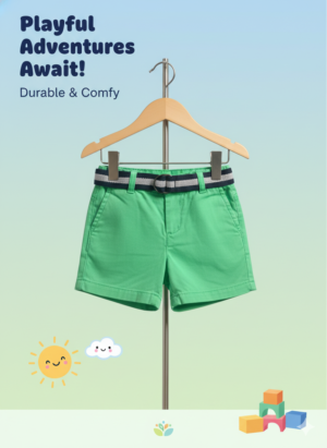 Durable & comfy green shorts made for nonstop play 🌿 Perfect for little explorers on the move!