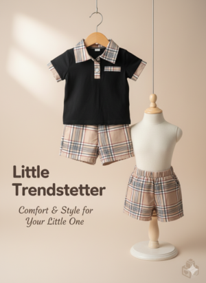 Kids Trendsetter Polo Shirt & Check Shorts Set