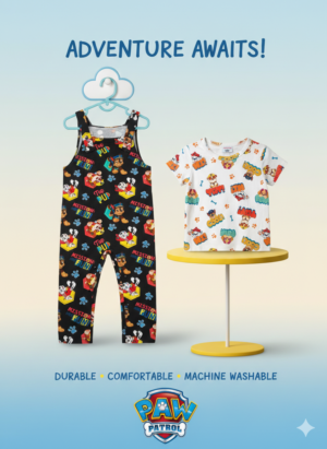 Kids Cartoon Dungaree & T-Shirt Outfit Set