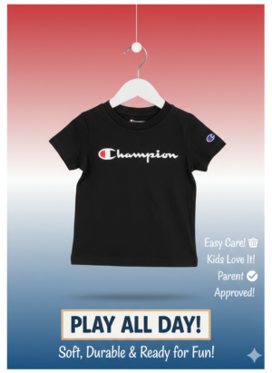 Champion Kids Classic Logo Tee – Black
