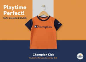 Champion Kids Colorblock Short Sleeve Tee – Orange & Navy