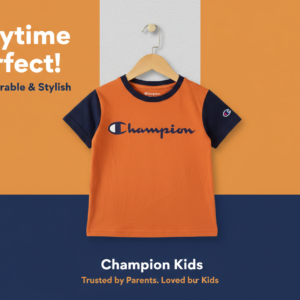Champion Kids Colorblock Short Sleeve Tee – Orange & Navy