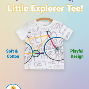 Little Explorer Bicycle Tee – Soft Cotton Graphic T-Shirt for Toddlers & Kids