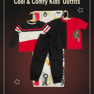Cool & Comfy Kids’ Outfit Set – Red & Black Everyday Playwear