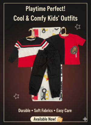 Cool & Comfy Kids’ Outfit Set – Red & Black Everyday Playwear