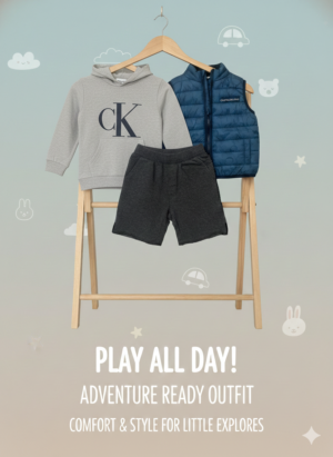 Toddler 3-Piece Adventure Outfit Set – Hoodie, Puffer Vest & Shorts