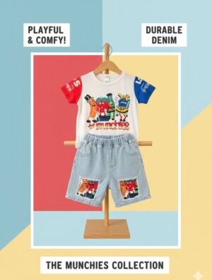 The Munchies Collection Toddler Outfit – T-Shirt & Denim Shorts Set